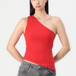 Hillister Red Asymmetrical One Shoulder Top